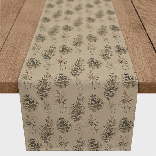 72" Brown Pinecones Cotton Twill Runner